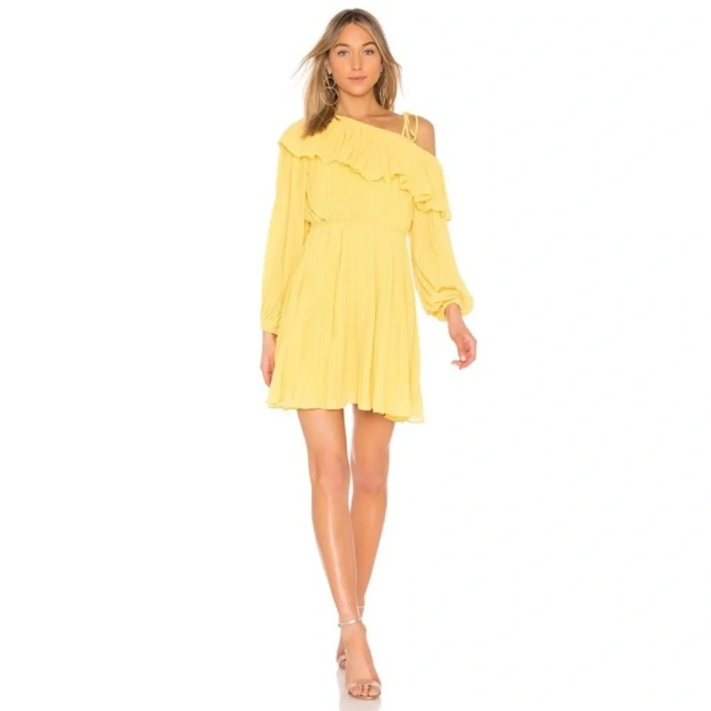 NWT Endless Rose Yellow Pleated One Shoulder Dress XS - Picture 8 of 8